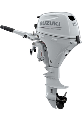 Suzuki DF15ASW, 4-stroke 15hp, Tiller handle, Manual Start, 15"  Shaft