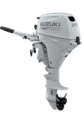 Suzuki 25hp DF25ATHSW, 4-stroke, 15" Short Shaft - Electric Start - Tiller Handle - Power Trim and Tilt