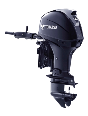 Tohatsu MFS40AETL with Tiller Handle or Remote Control EFI 4-Stroke Fuel Injection, 40 hp 20" Shaft - Electric Start  - Remote Fuel Tank
